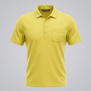 Travis Mathew‎ Polo Shirt Mens Large Yellow Short Sleeve Golf Preppy Pima Cotton